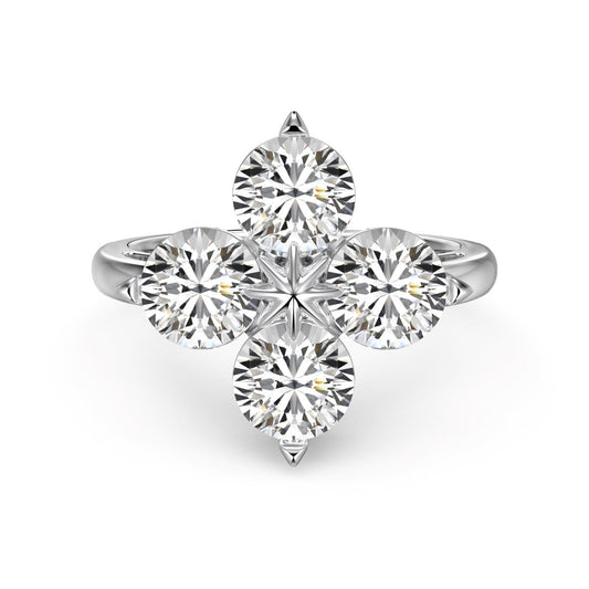 Angela Jewelry]Four-Leaf Clover Eight-Pointed Star Ring