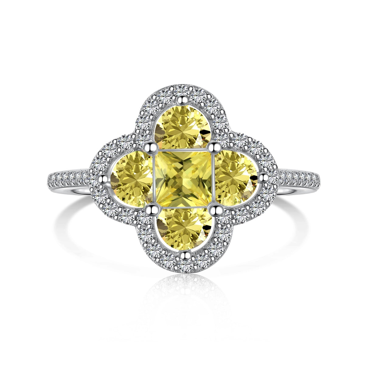 Angela Jewelry]Luxurious Eternity Flower Shape Banquet Ring