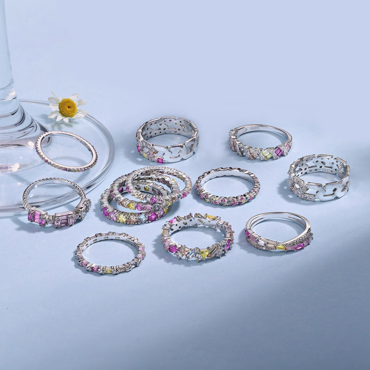 Angela Jewelry]Radiant Sparkling Round Cut Daily Ring