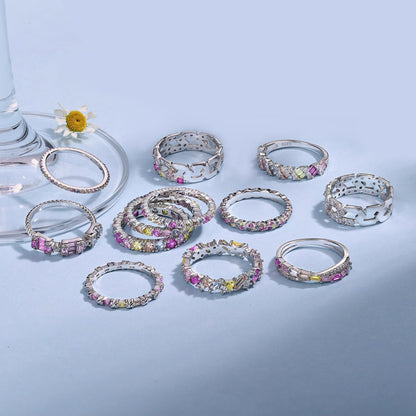Angela Jewelry]Radiant Sparkling Round Cut Daily Ring