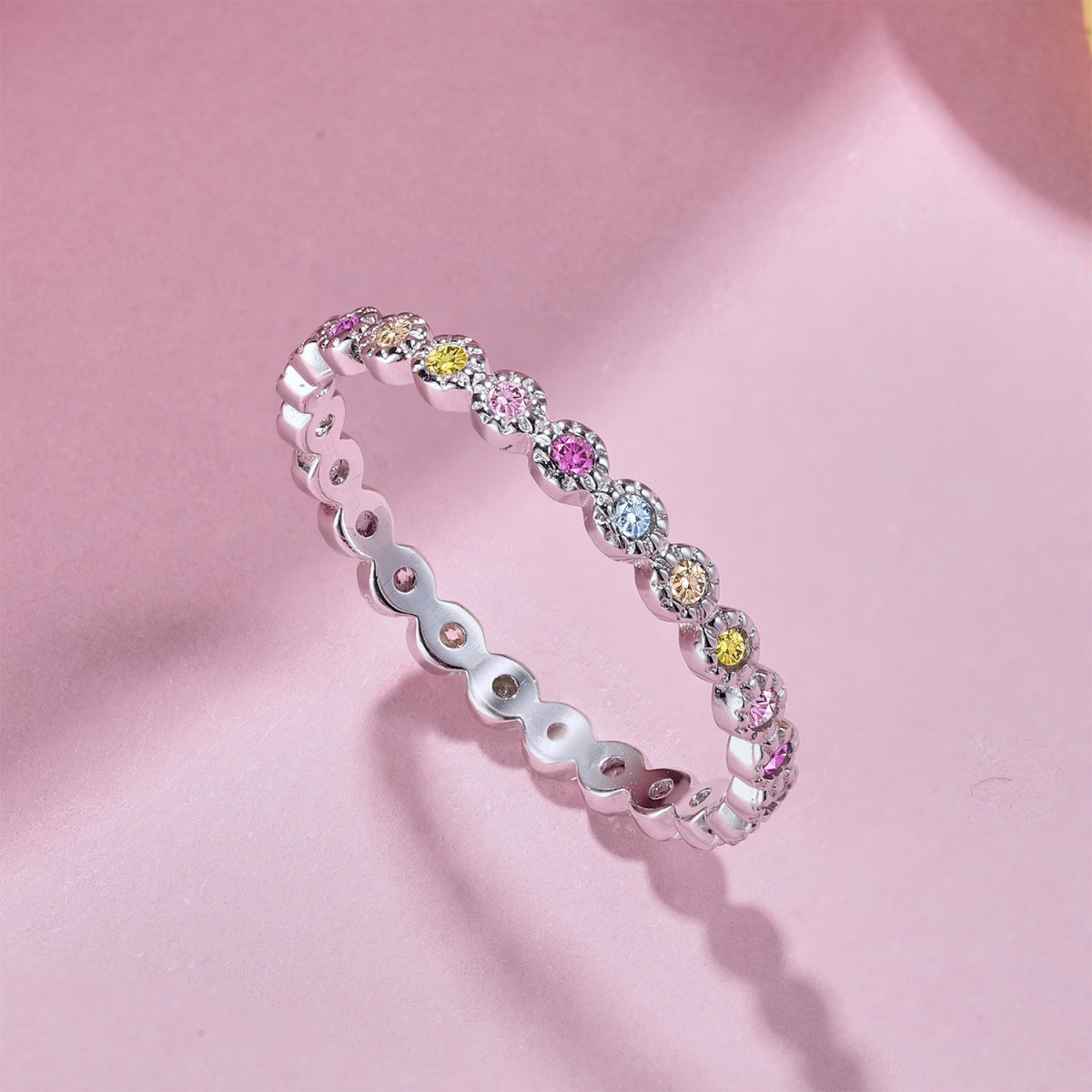 Angela Jewelry]Radiant Sparkling Round Cut Daily Ring
