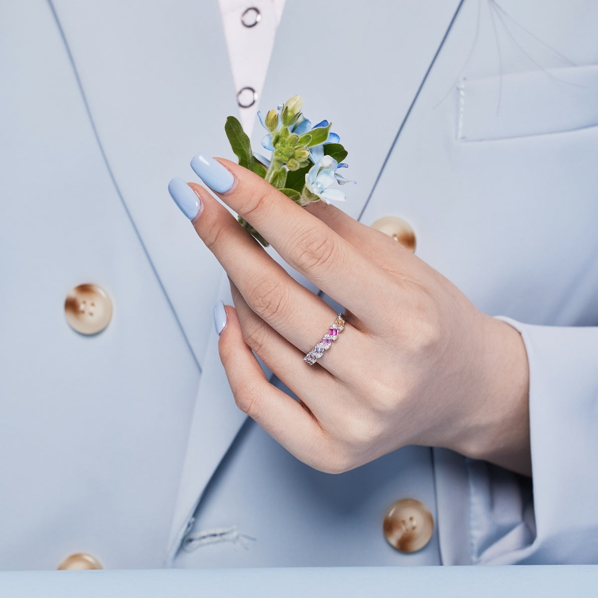 Angela Jewelry]Delicate Vibrant Emerald Cut Daily Ring