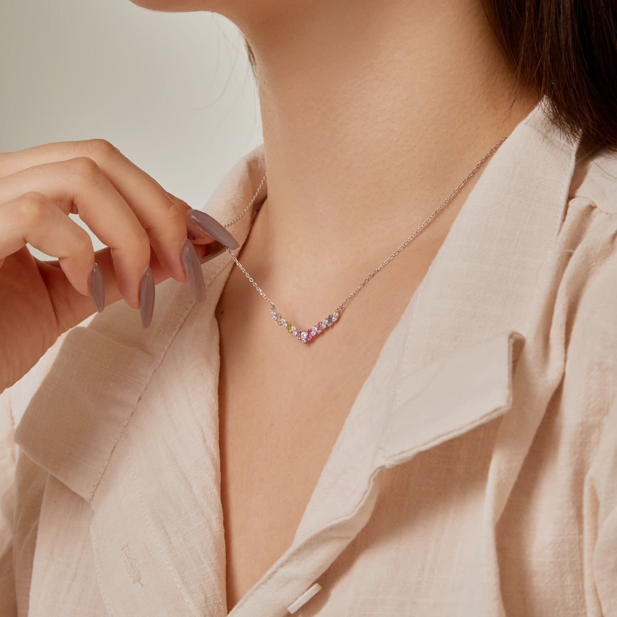 Angela Jewelry]Dazzling Rainbow Necklace