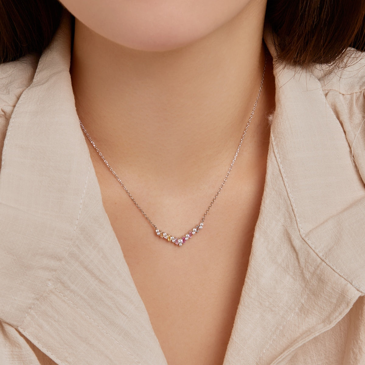 Angela Jewelry]Dazzling Rainbow Necklace