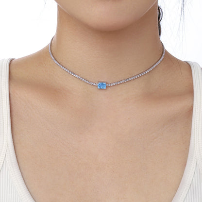 Angela Jewelry]2.0 carat Ornate Emerald Cut Necklace