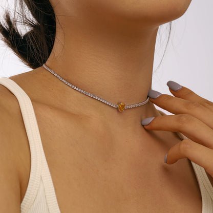 Angela Jewelry]1.0 carat Unique Pear Cut Tennis Necklace
