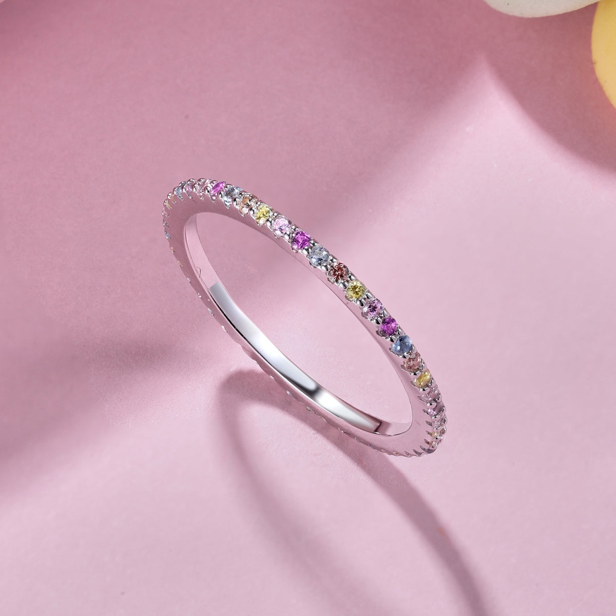 Angela Jewelry]Ornate Colorful Round Cut Tennis Ring
