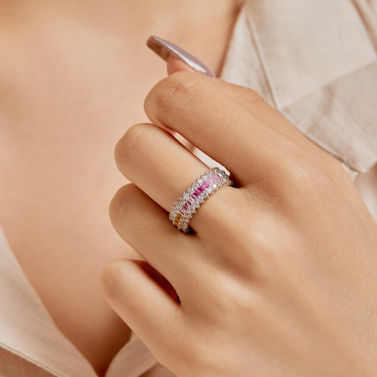 Angela Jewelry]Ornate Colorful Radiant Cut Daily Ring