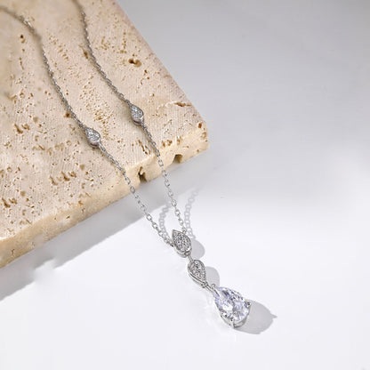 Angela Jewelry]Dazzling Pear Cut Necklace