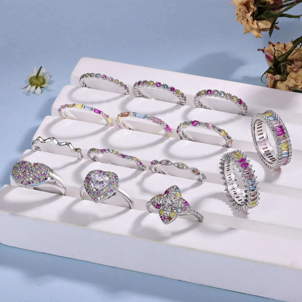 Angela Jewelry]Dainty Colorful Round Cut Party Ring