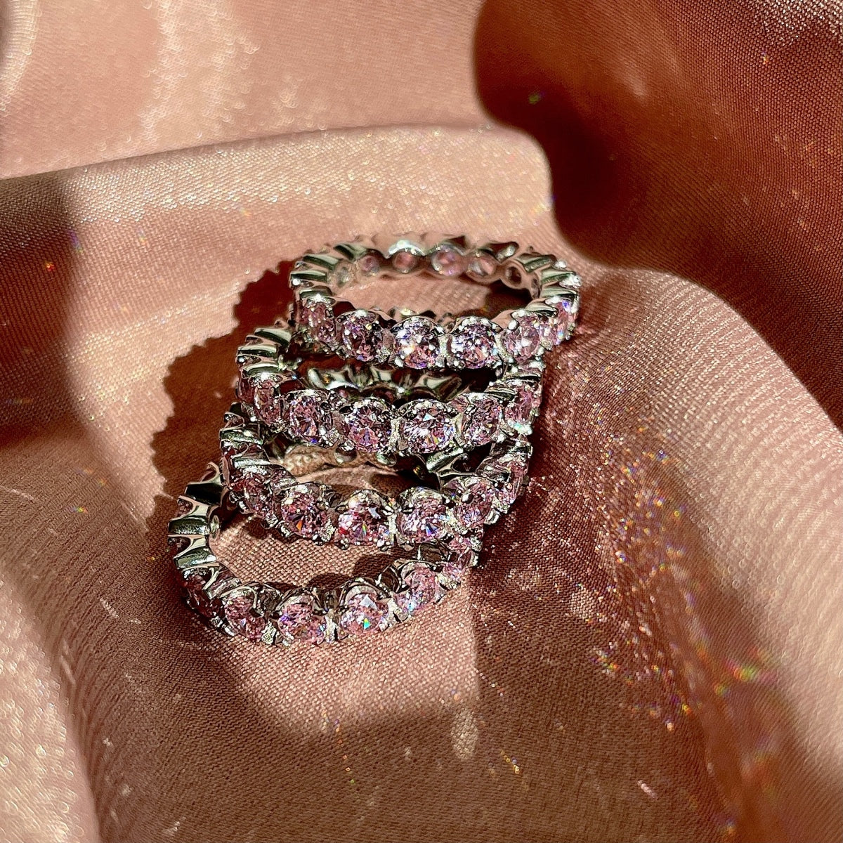 Angela Jewelry]Eternity Round Cut Tennis Ring