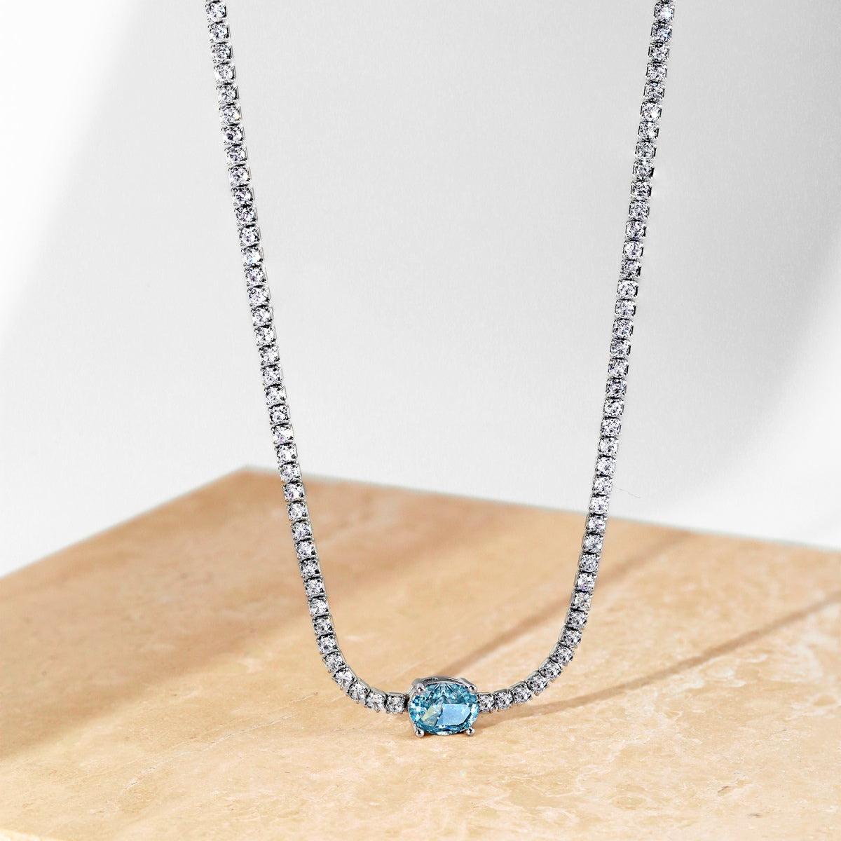 Angela Jewelry]1.0 Carat Shining Oval Cut Necklace