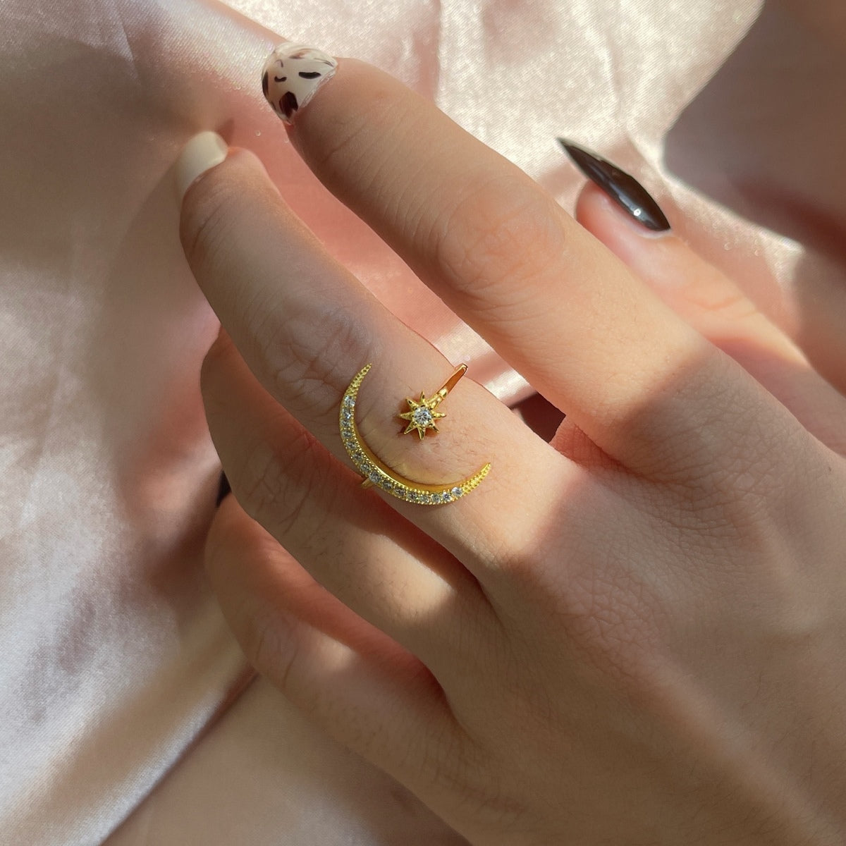 Angela Jewelry]Eternity Moon & Star Ring