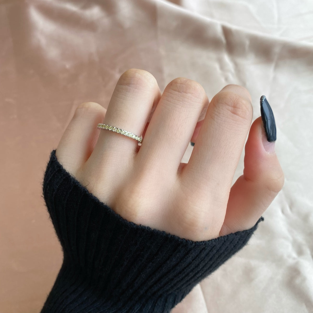 Angela Jewelry]Delicate Sparkling Round Cut Daily Ring