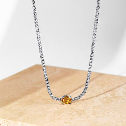 Angela Jewelry]1.0 Carat Shining Oval Cut Necklace