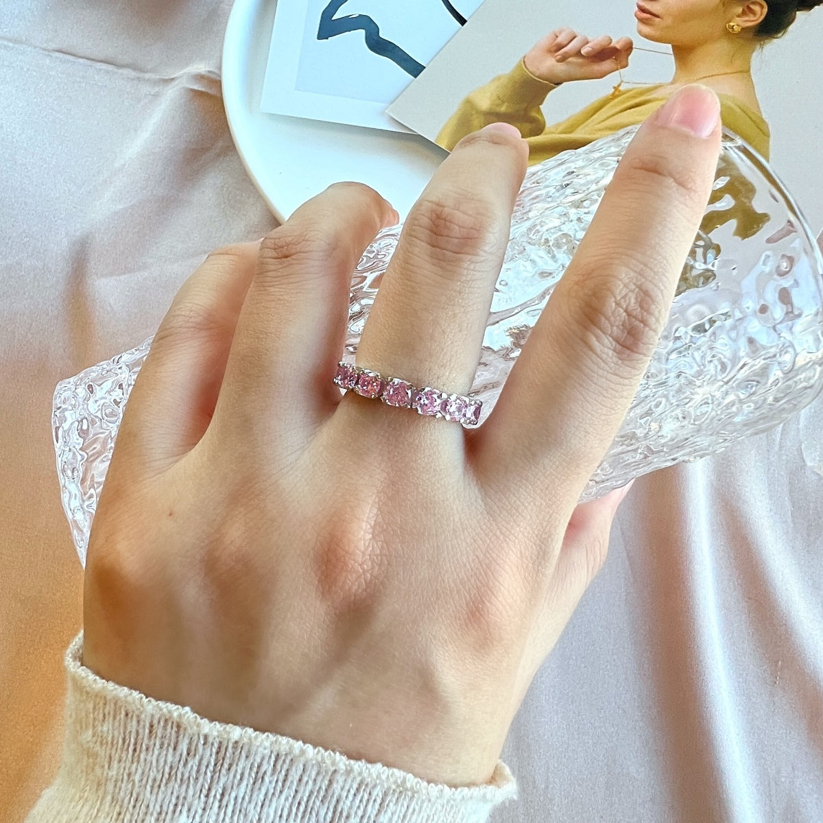 Angela Jewelry]Eternity Round Cut Tennis Ring