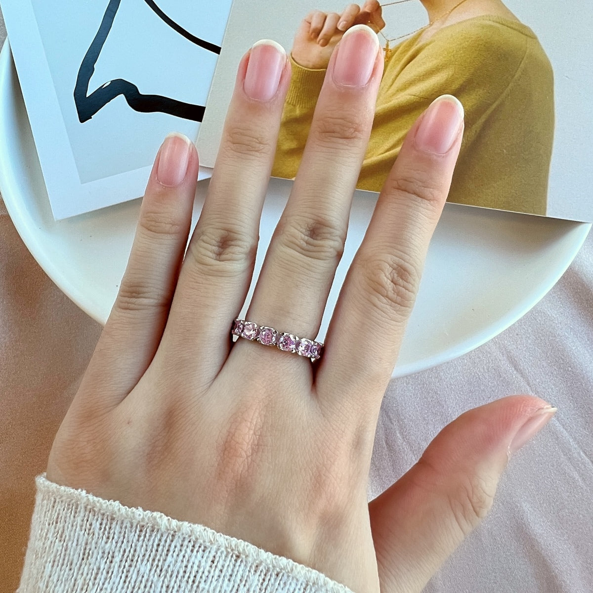 Angela Jewelry]Eternity Round Cut Tennis Ring
