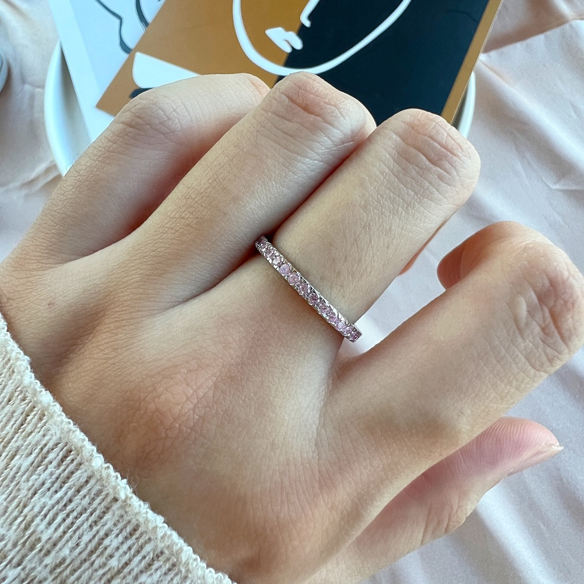 Angela Jewelry]Delicate Sparkling Round Cut Daily Ring