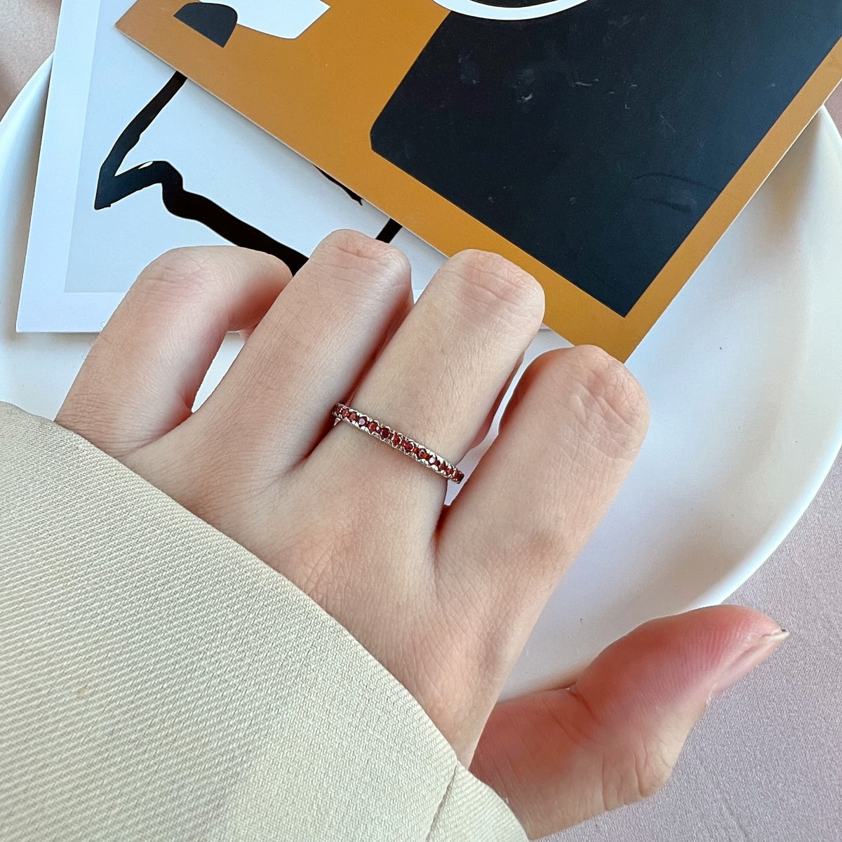 Angela Jewelry]Delicate Sparkling Round Cut Daily Ring