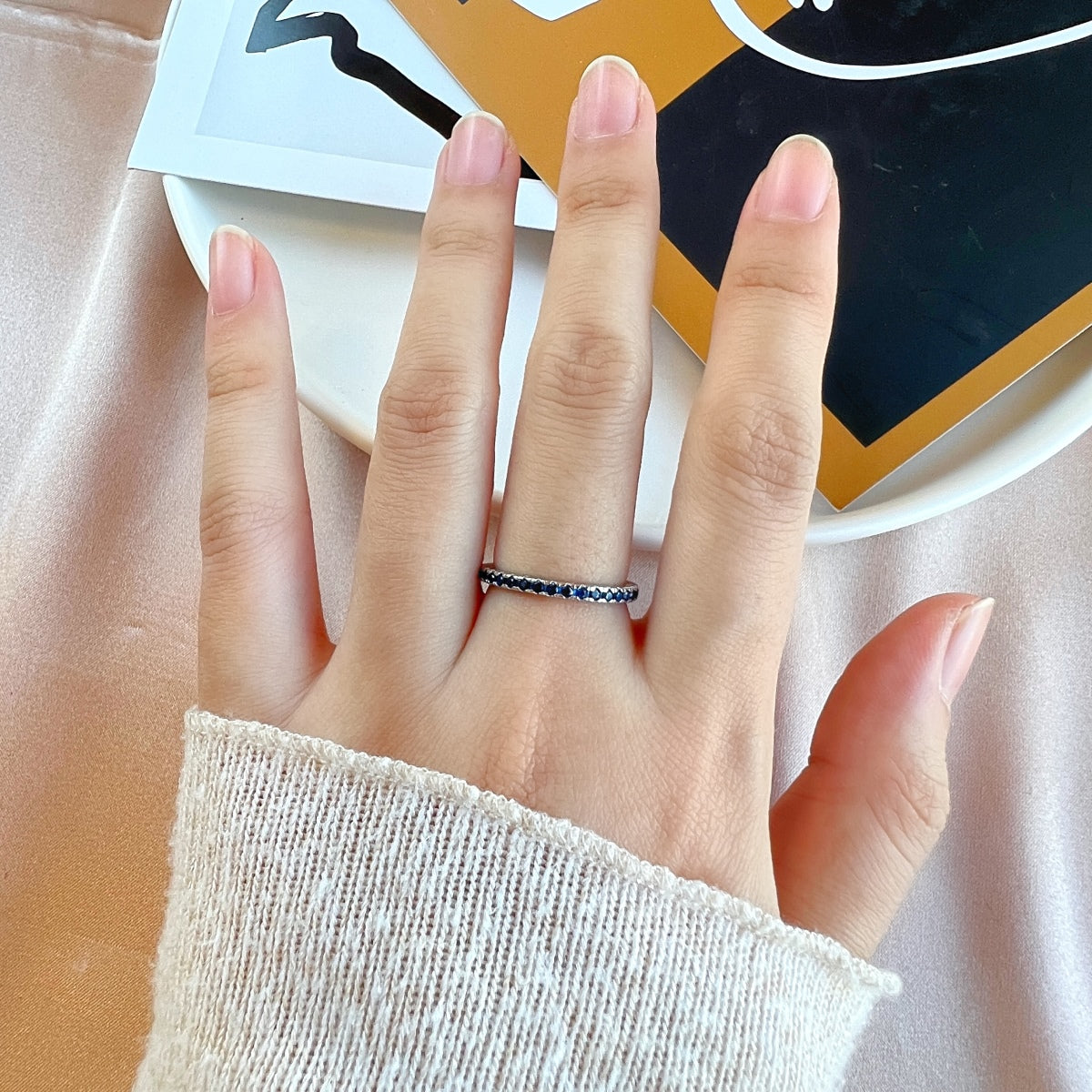 Angela Jewelry]Delicate Sparkling Round Cut Daily Ring