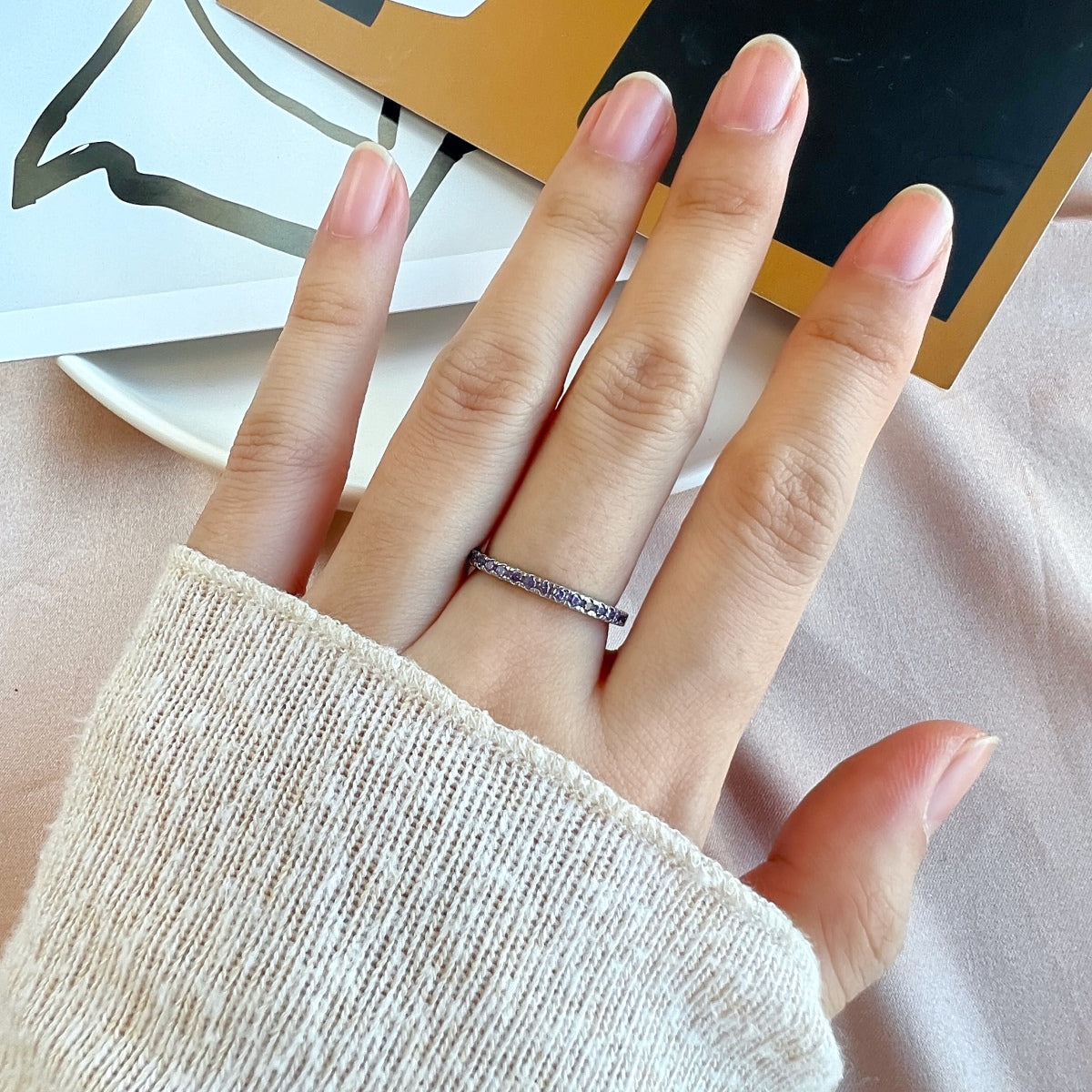 Angela Jewelry]Delicate Sparkling Round Cut Daily Ring