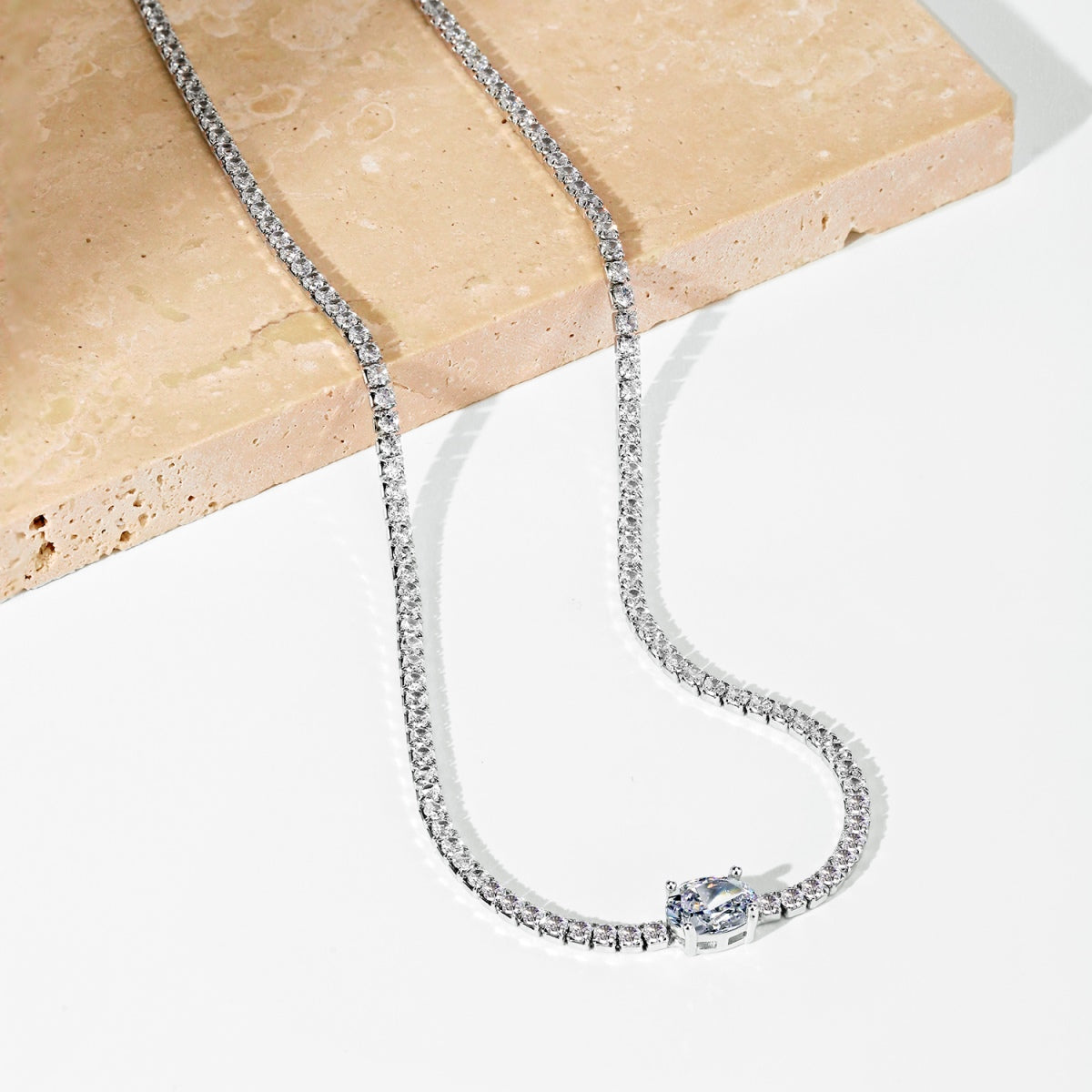 Angela Jewelry]1.0 Carat Shining Oval Cut Necklace