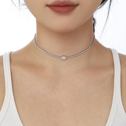 Angela Jewelry]1.0 Carat Shining Oval Cut Necklace