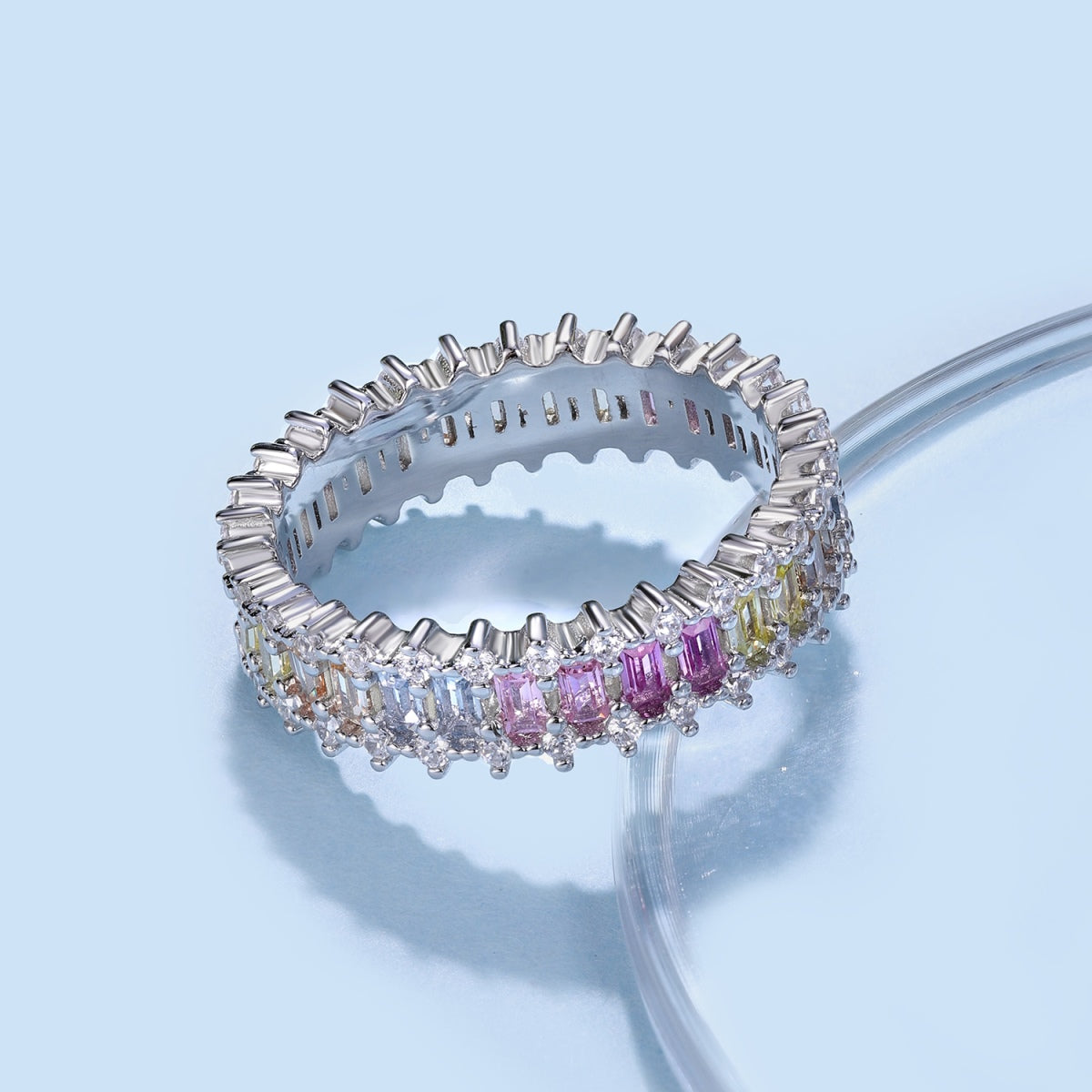Angela Jewelry]Splashy Ornate Emerald Cut Cocktail Ring