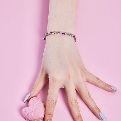 Angela Jewelry]Ornate Sparkling Multi Cut Party Bracelet