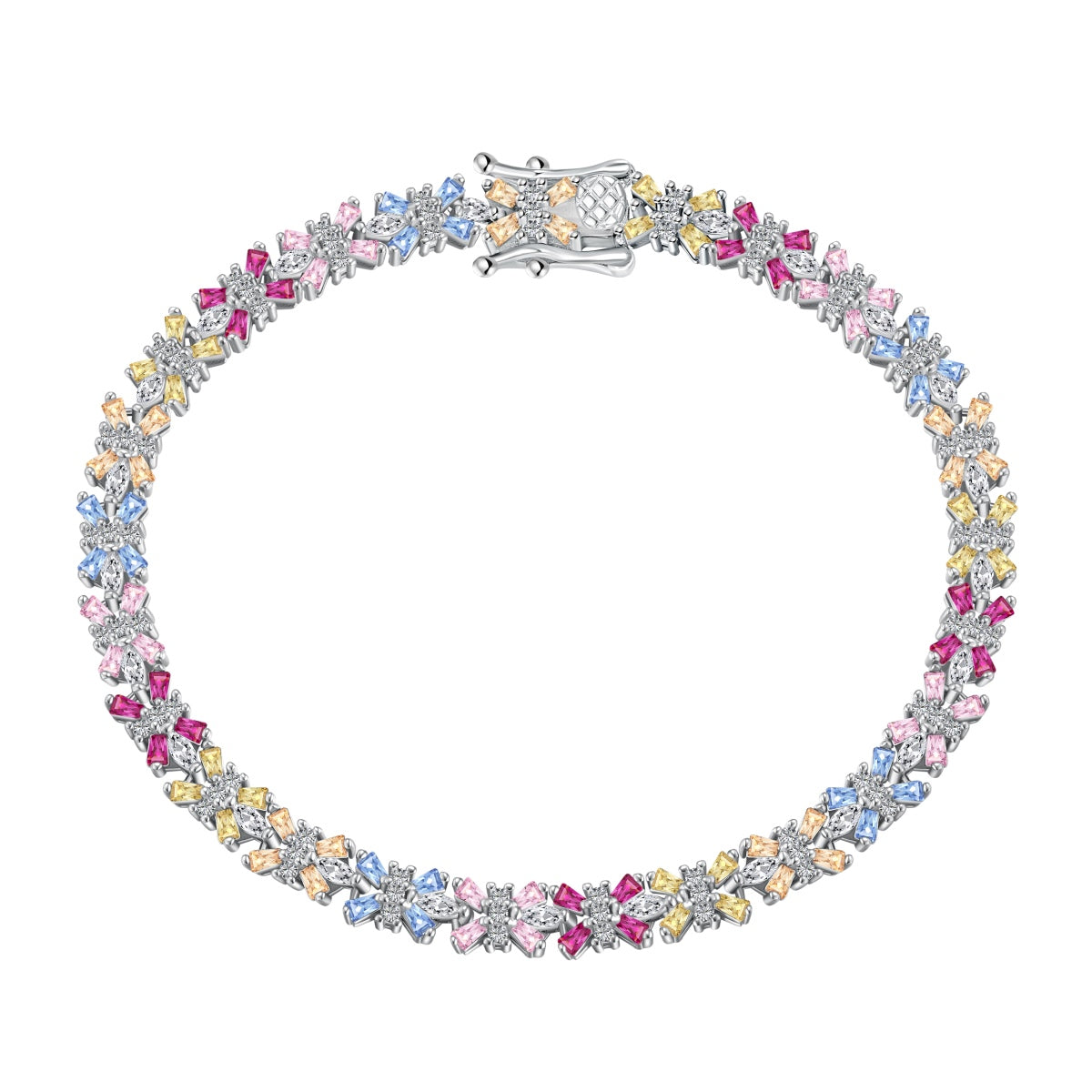 Angela Jewelry]Radiant Colorful Emerald Cut Party Bracelet