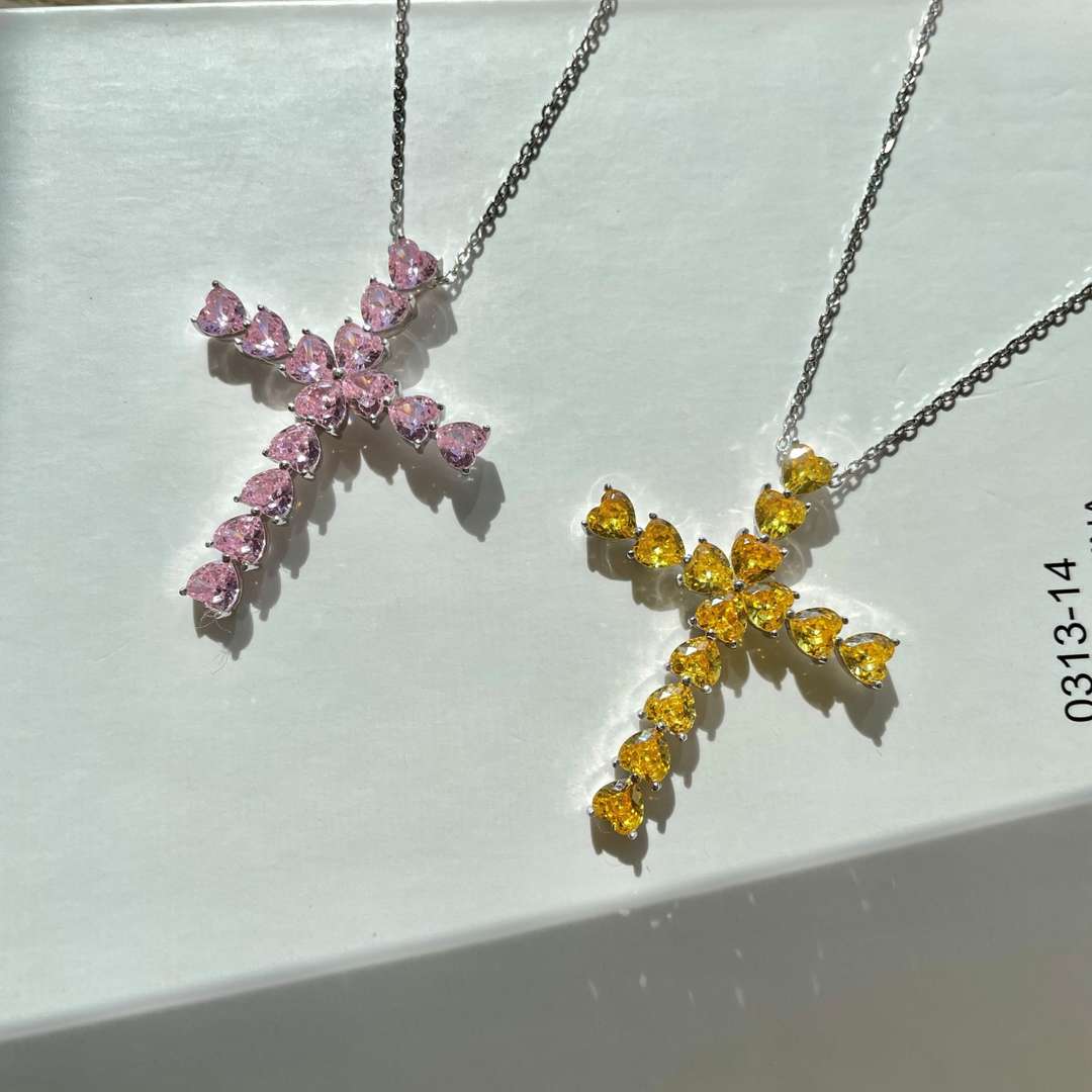 Angela Jewelry]Radiant Cross Shape Necklace