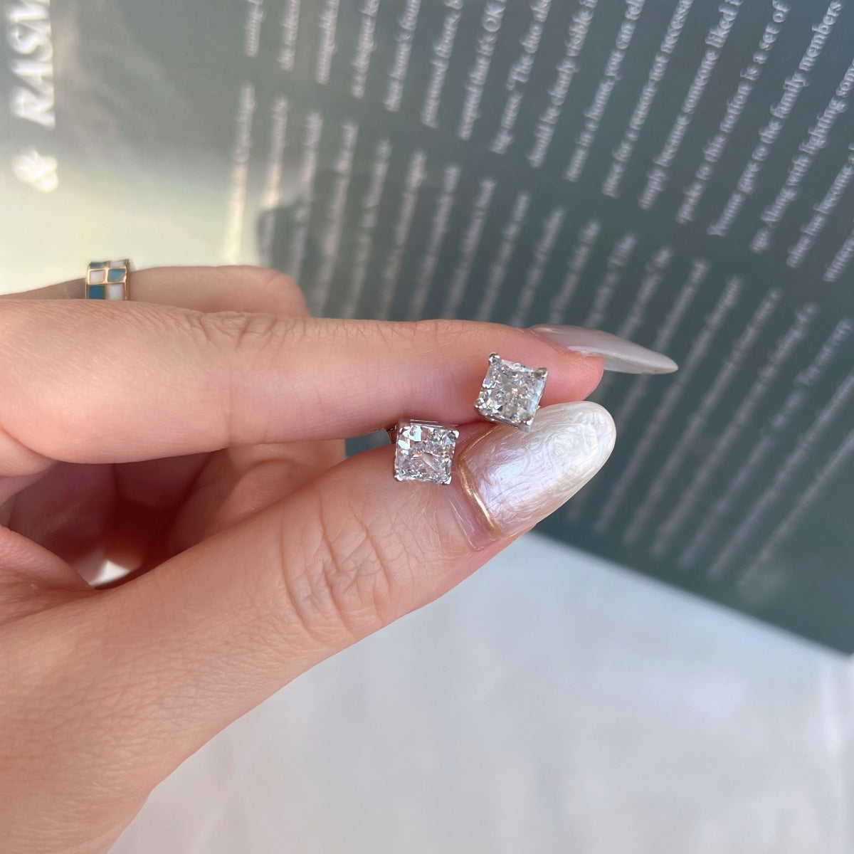 Angela Jewelry]1.0 Carat Radiant Princess Cut Wedding Earrings