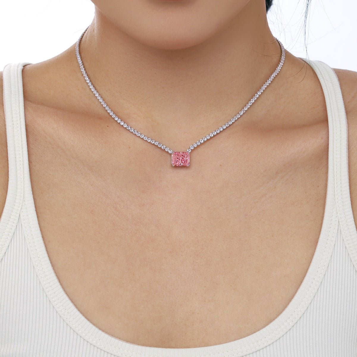 Angela Jewelry]4.0 Carat Elegant Radiant Cut Necklace
