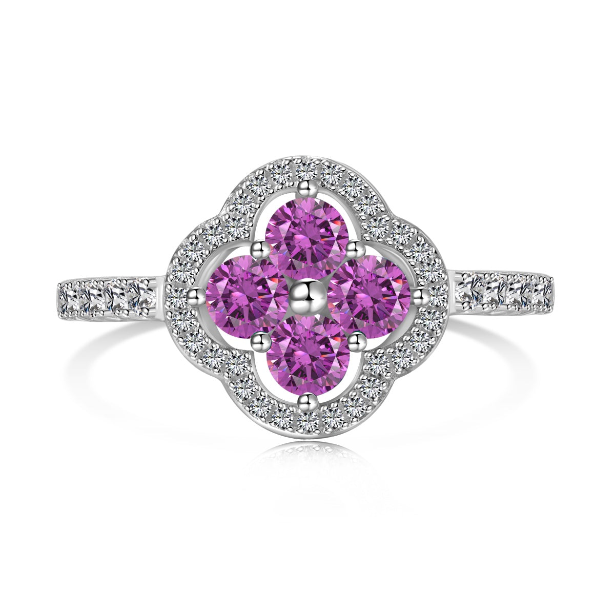 Angela Jewelry]Four Leaf Clover Flower Design Ring
