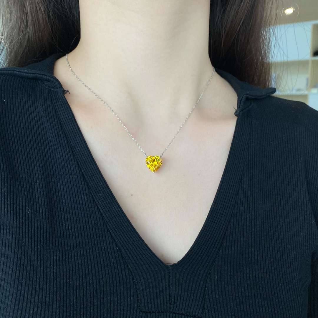 Angela Jewelry]6.0 carat Radiant Heart Shape Necklace