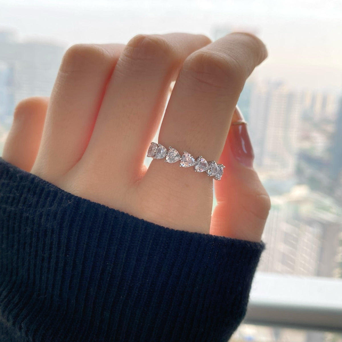 Angela Jewelry]0.25 Carat Radiant Romance Heart Cut Lover Ring