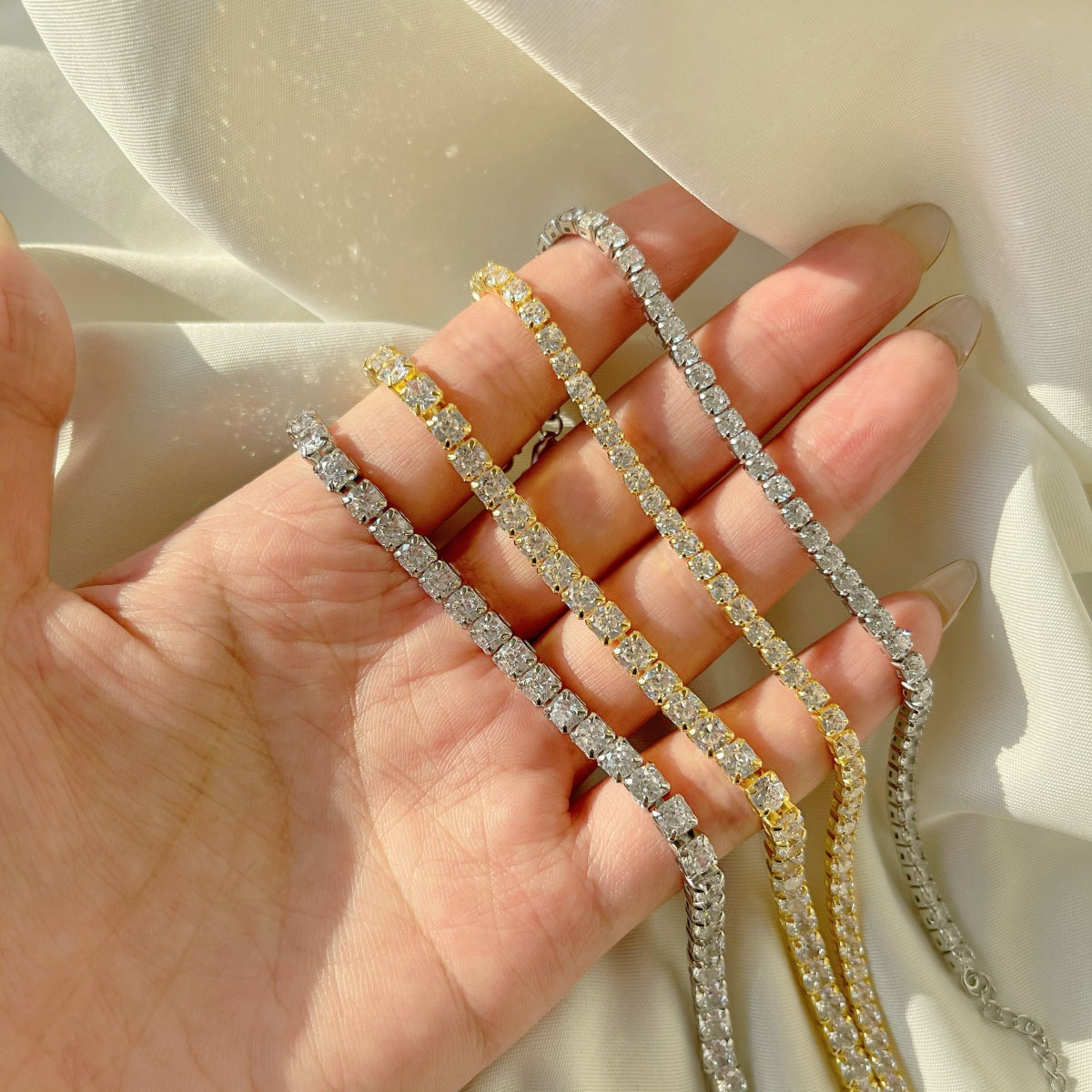 Angela Jewelry]Sparkling Radiant Princess Cut Tennis Bracelet