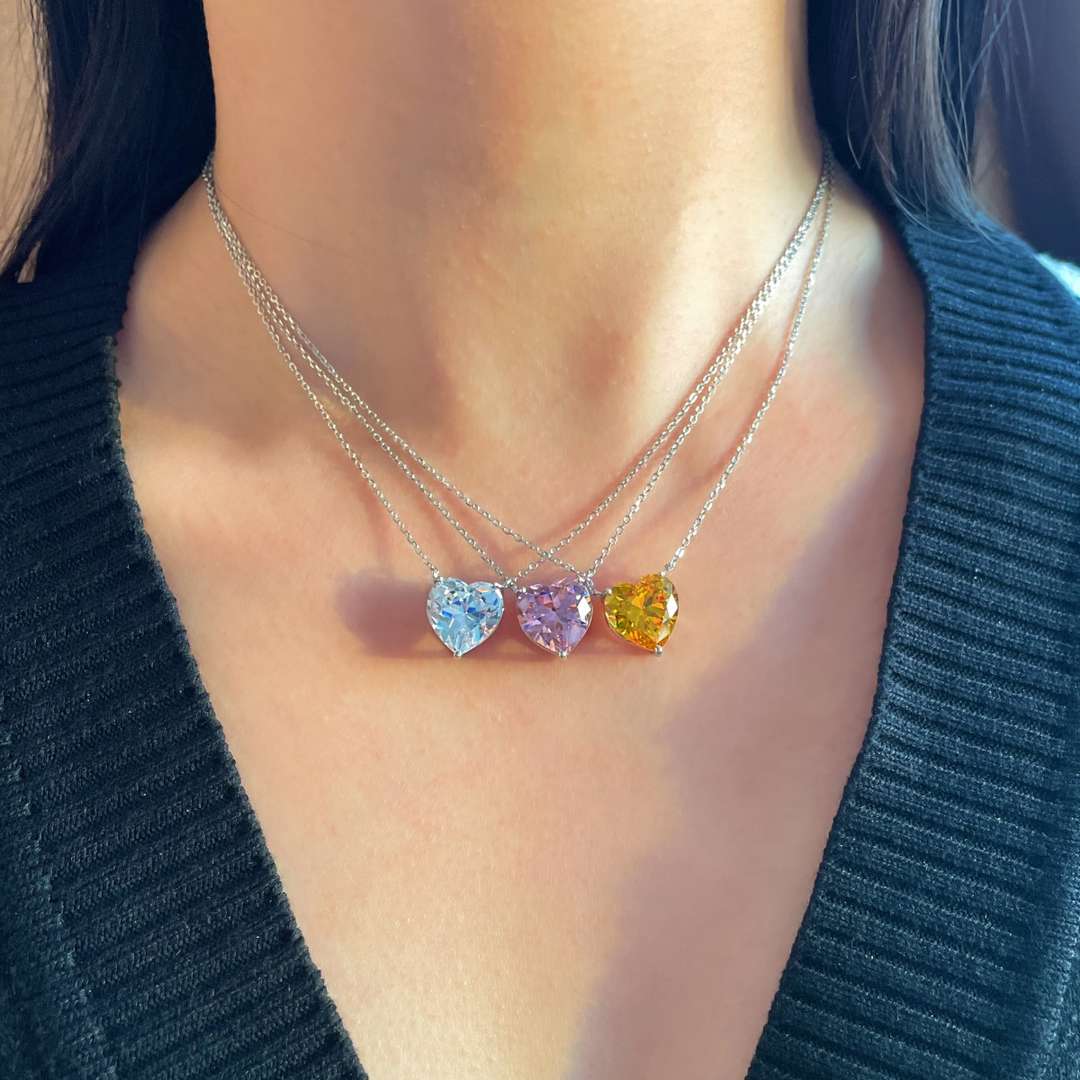 Angela Jewelry]6.0 carat Radiant Heart Shape Necklace