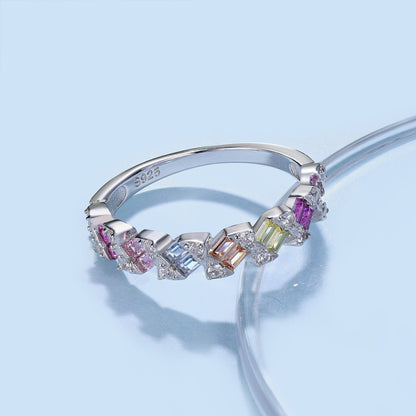 Angela Jewelry]Delicate Vibrant Emerald Cut Daily Ring