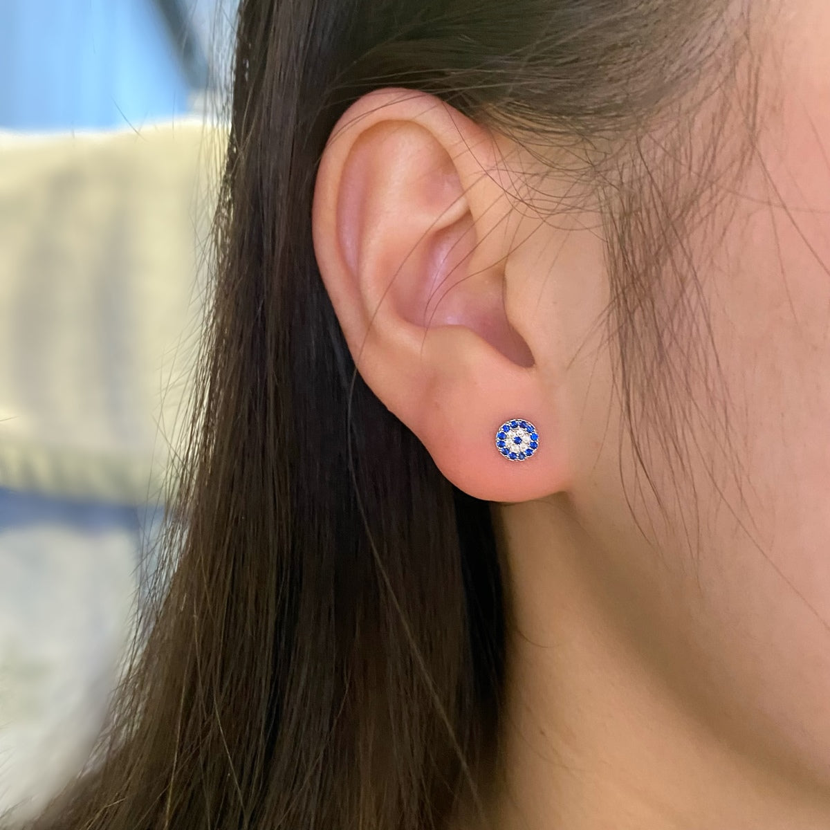 Angela Jewelry]Devil's Eye Ear Bone Nail Earrings