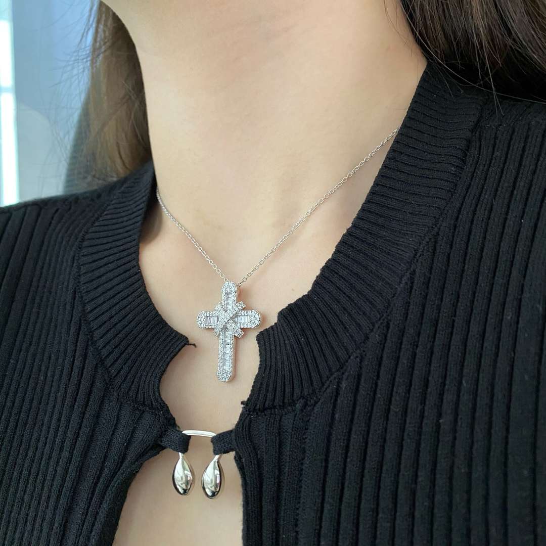Angela Jewelry]Gypsophila With Dimonds Necklace