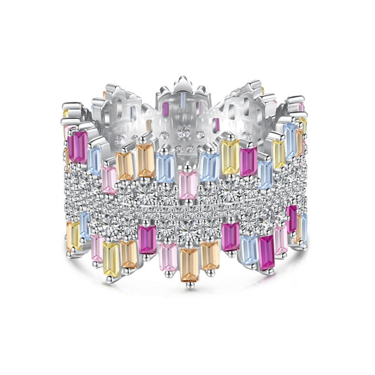 Angela Jewelry]Luxurious Colorful Radiant Cut Daily Ring
