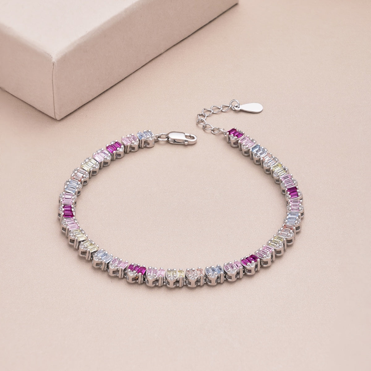 Angela Jewelry]Delicate Colorful Emerald Cut Party Bracelet