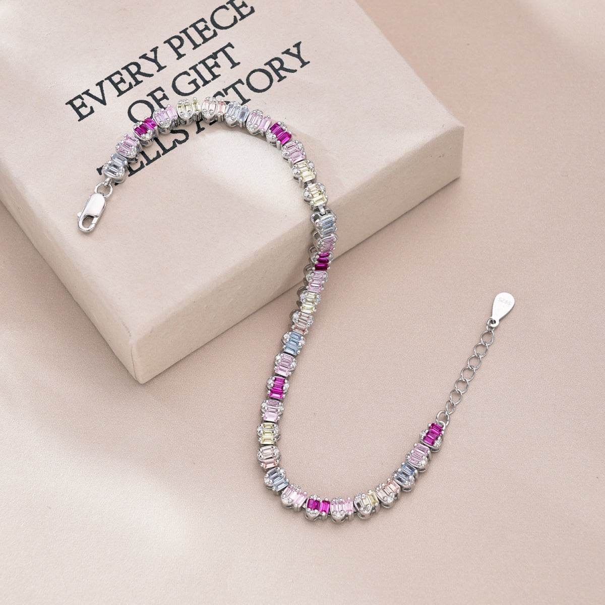 Angela Jewelry]Delicate Colorful Emerald Cut Party Bracelet