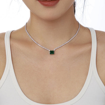 Angela Jewelry]4.0 Carat Elegant Radiant Cut Necklace