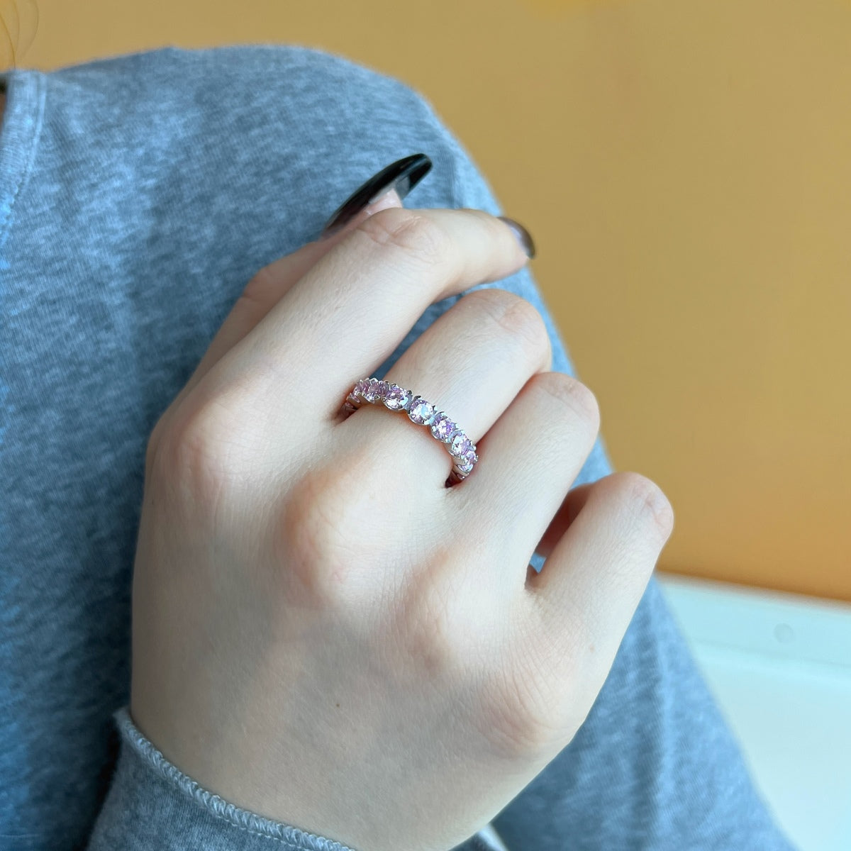 Angela Jewelry]Eternity Round Cut Tennis Ring