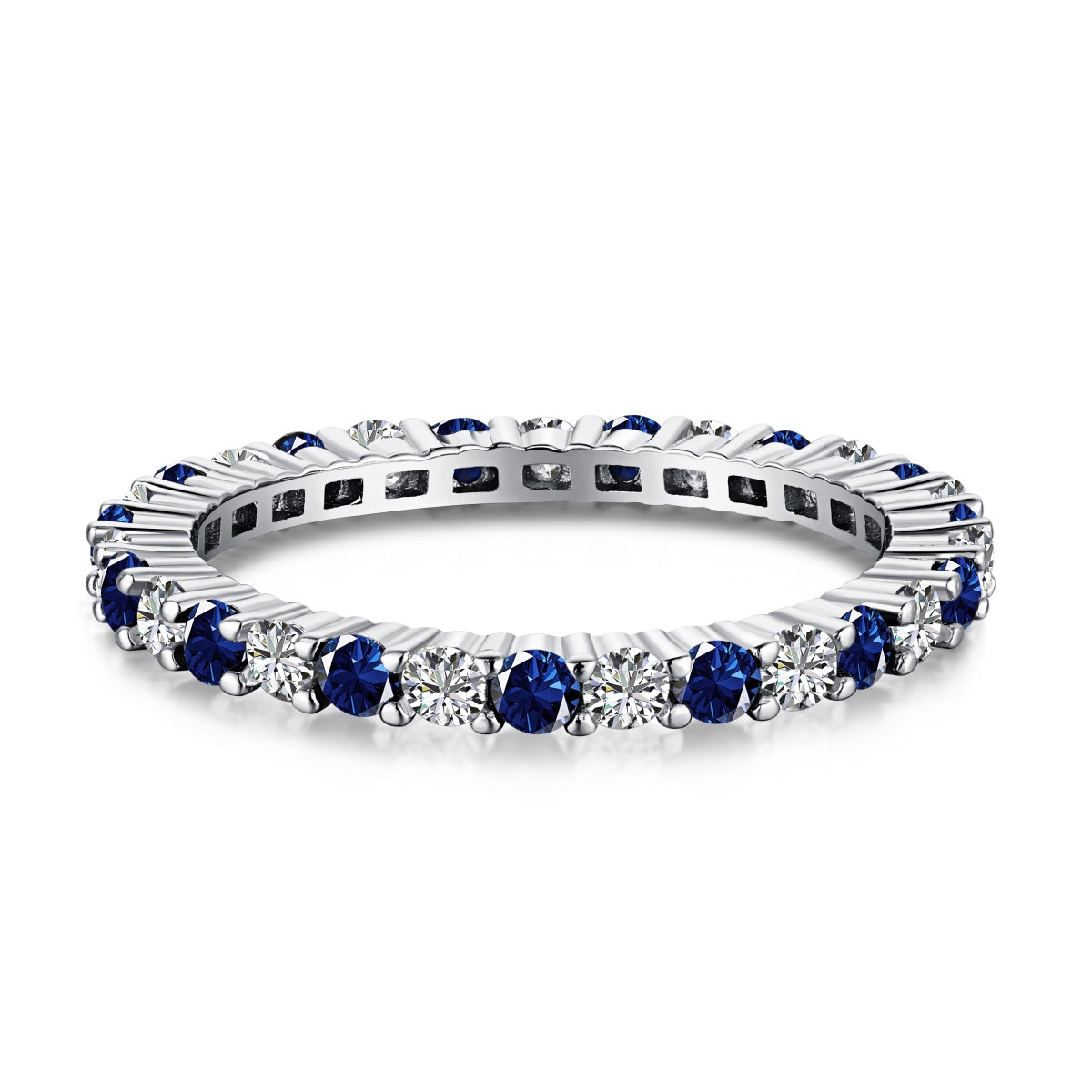 Angela Jewelry]Exquisite Colorful Round Cut Tennis Ring