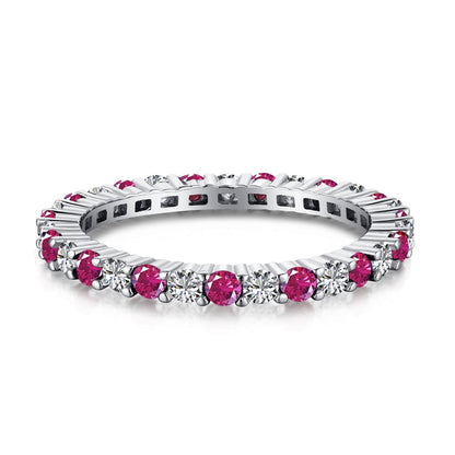 Angela Jewelry]Exquisite Colorful Round Cut Tennis Ring
