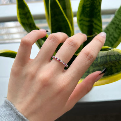 Angela Jewelry]Exquisite Colorful Round Cut Tennis Ring