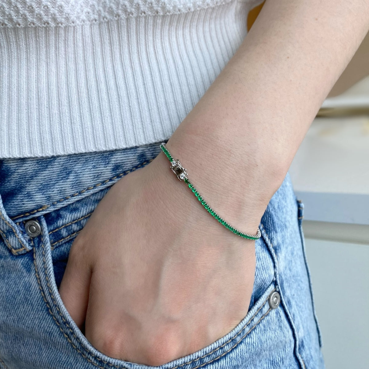 Angela Jewelry]Dazzling Colorful Round Cut Daily Bracelet